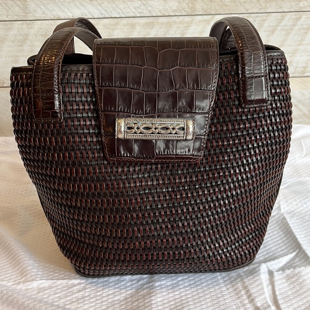 🌼 Brighton Leather basket-weave Tote|Bag